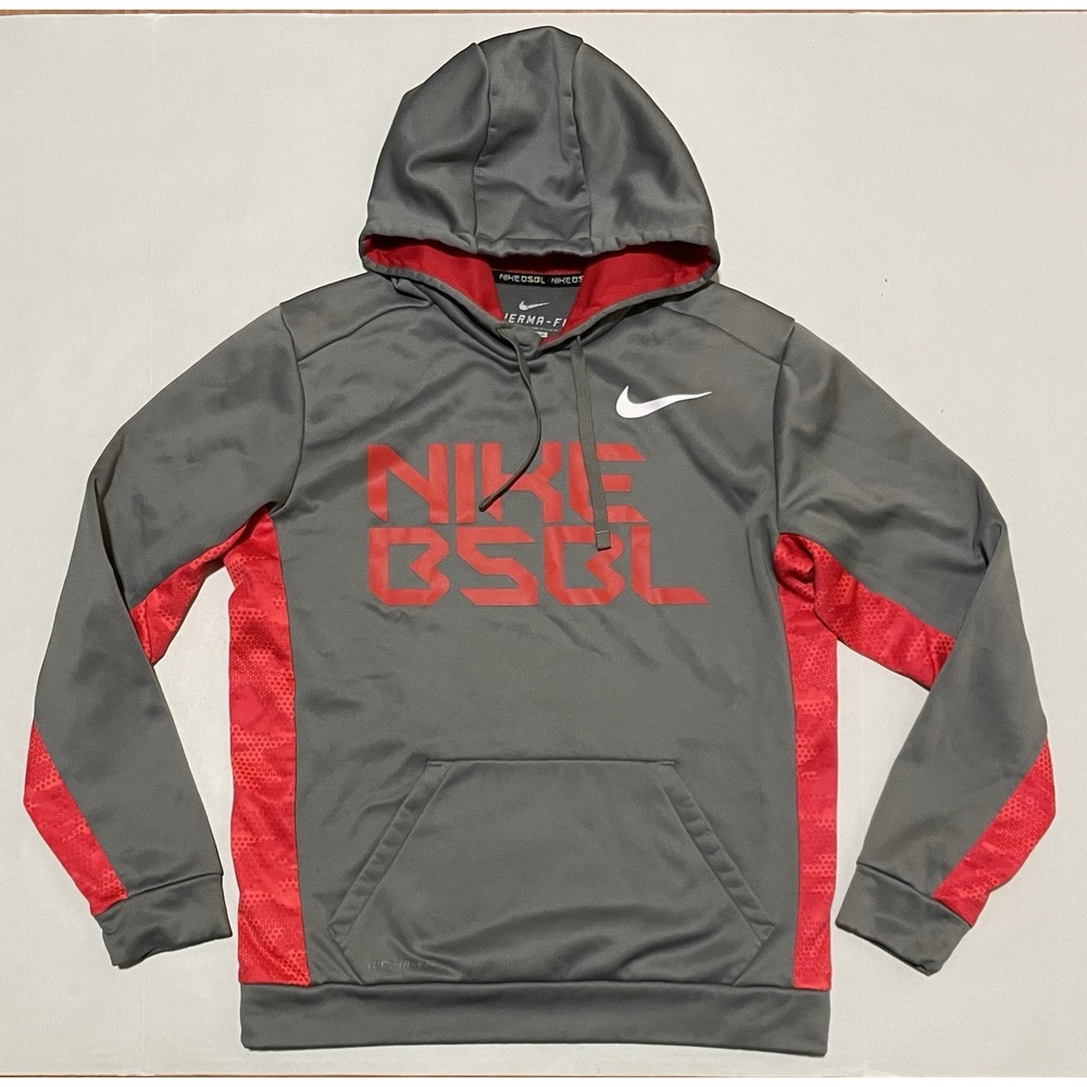 Nike Hoodie‎ Mens Medium Sweater Sweatshirt Therma Fit Swoosh Baseball Team Bsbl